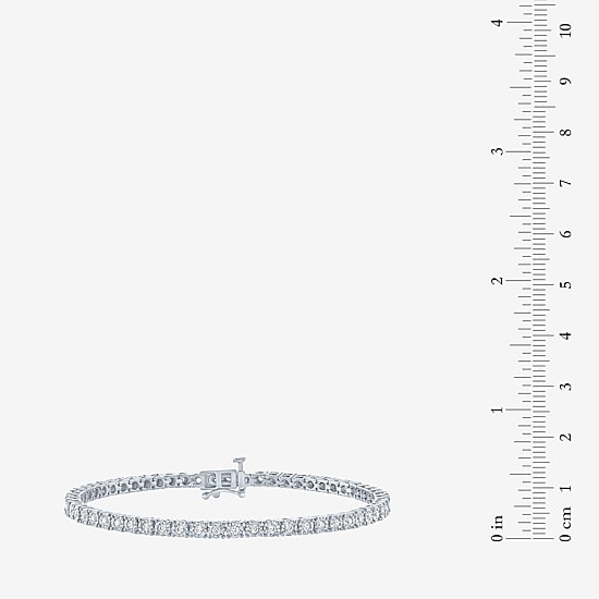 (G-H / Si2-I1) Womens 1 CT. T.W. Lab Grown White Diamond Pure Silver Over Brass 7.25 Inch Tennis Bracelet