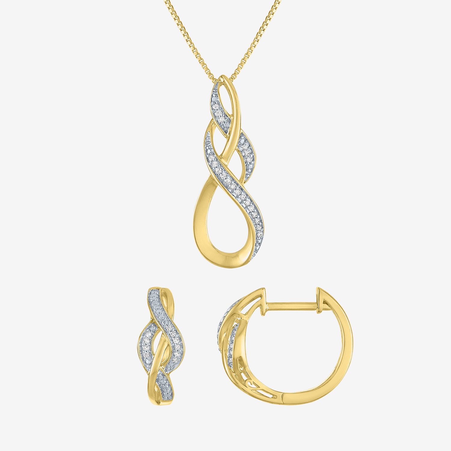 (G-H / Si2-I1) Womens 1/10 CT. T.W. Lab Grown White Diamond 14K Gold Over Brass 2-pc. Jewelry Set