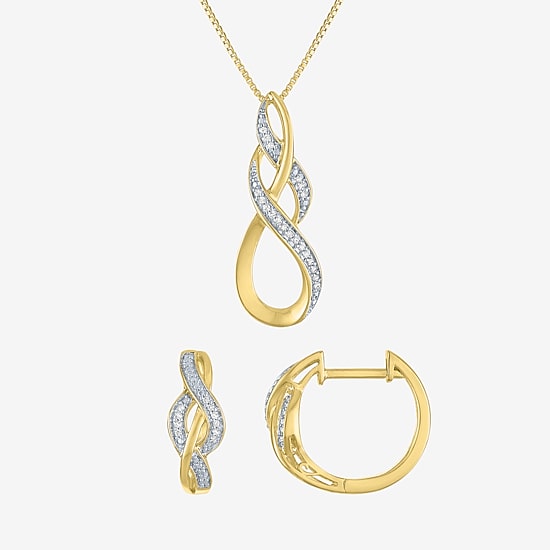 (G-H / Si2-I1) Womens 1/10 CT. T.W. Lab Grown White Diamond 14K Gold Over Brass 2-pc. Jewelry Set