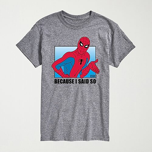 Novelty Mens Crew Neck Short Sleeve Regular Fit Spiderman Graphic T-shirt In Gray