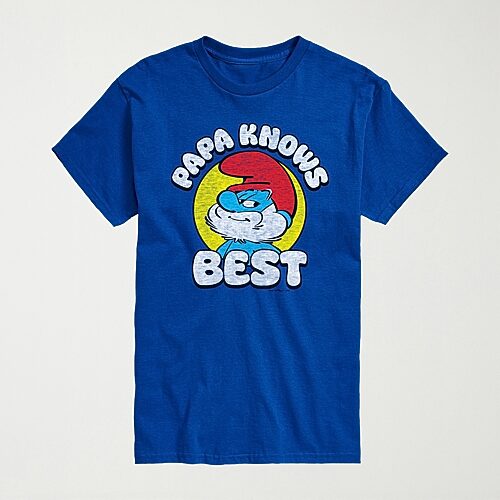 Novelty Mens Crew Neck Short Sleeve Regular Fit Smurfs Graphic T-shirt In Blue