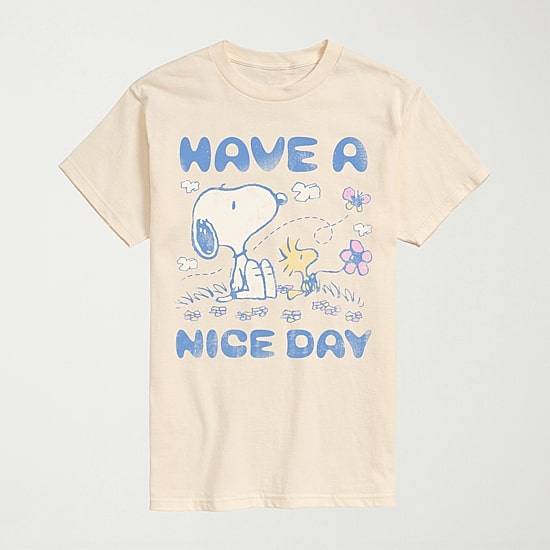 Novelty Mens Crew Neck Short Sleeve Regular Fit Peanuts Snoopy Graphic T-Shirt