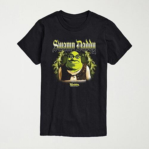 Novelty Mens Crew Neck Short Sleeve Regular Fit Shrek Big And Tall Graphic T-shirt In Black