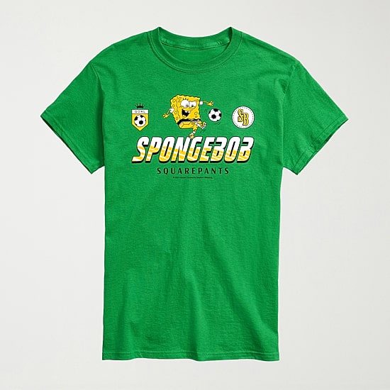 Novelty Mens Crew Neck Short Sleeve Regular Fit Spongebob Graphic T-Shirt