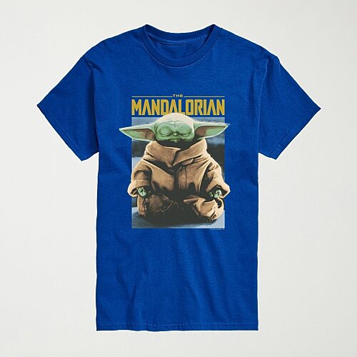 Novelty Mens Crew Neck Short Sleeve Regular Fit Baby Yoda Star Wars Graphic T-shirt In Blue