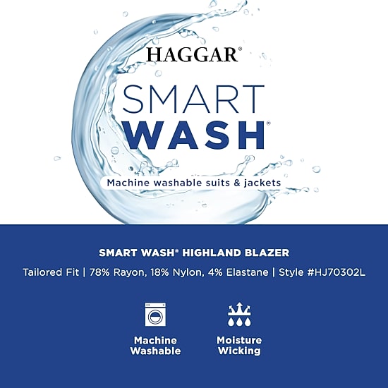 Haggar Smart Wash Tailored Highland Mens Stretch Fabric Modern Fit Blazer