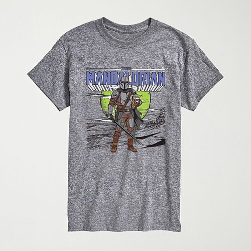 Novelty Mens Crew Neck Short Sleeve Regular Fit Baby Yoda Star Wars Big And Tall Graphic T-shirt In Gray