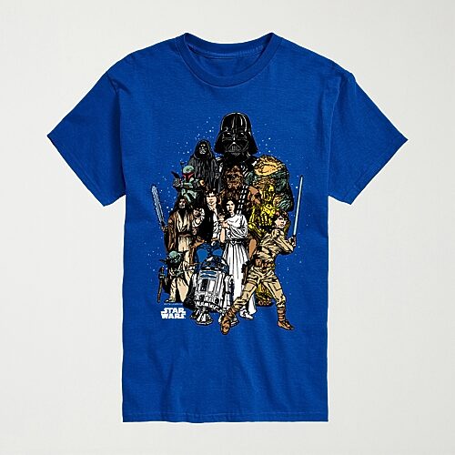 Novelty Mens Crew Neck Short Sleeve Regular Fit Star Wars Graphic T-shirt In Blue