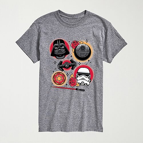 Novelty Mens Crew Neck Short Sleeve Regular Fit Star Wars Big And Tall Graphic T-shirt In Gray