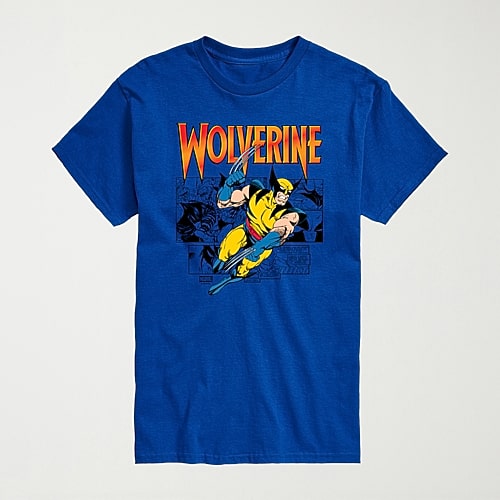 Novelty Mens Crew Neck Short Sleeve Regular Fit Marvel Graphic T-shirt In Blue