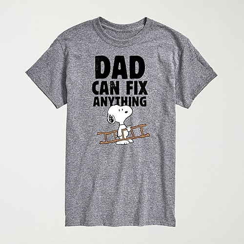 Novelty Mens Crew Neck Short Sleeve Regular Fit Peanuts Snoopy Graphic T-shirt In Gray