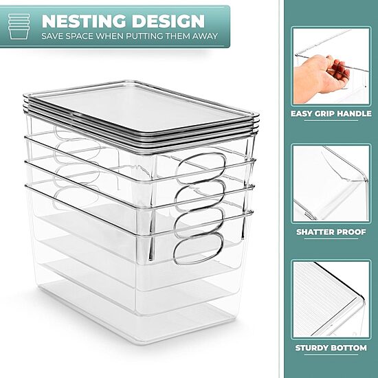 Sorbus Large Plastic Bins With Lids 8-pc. Storage Bin