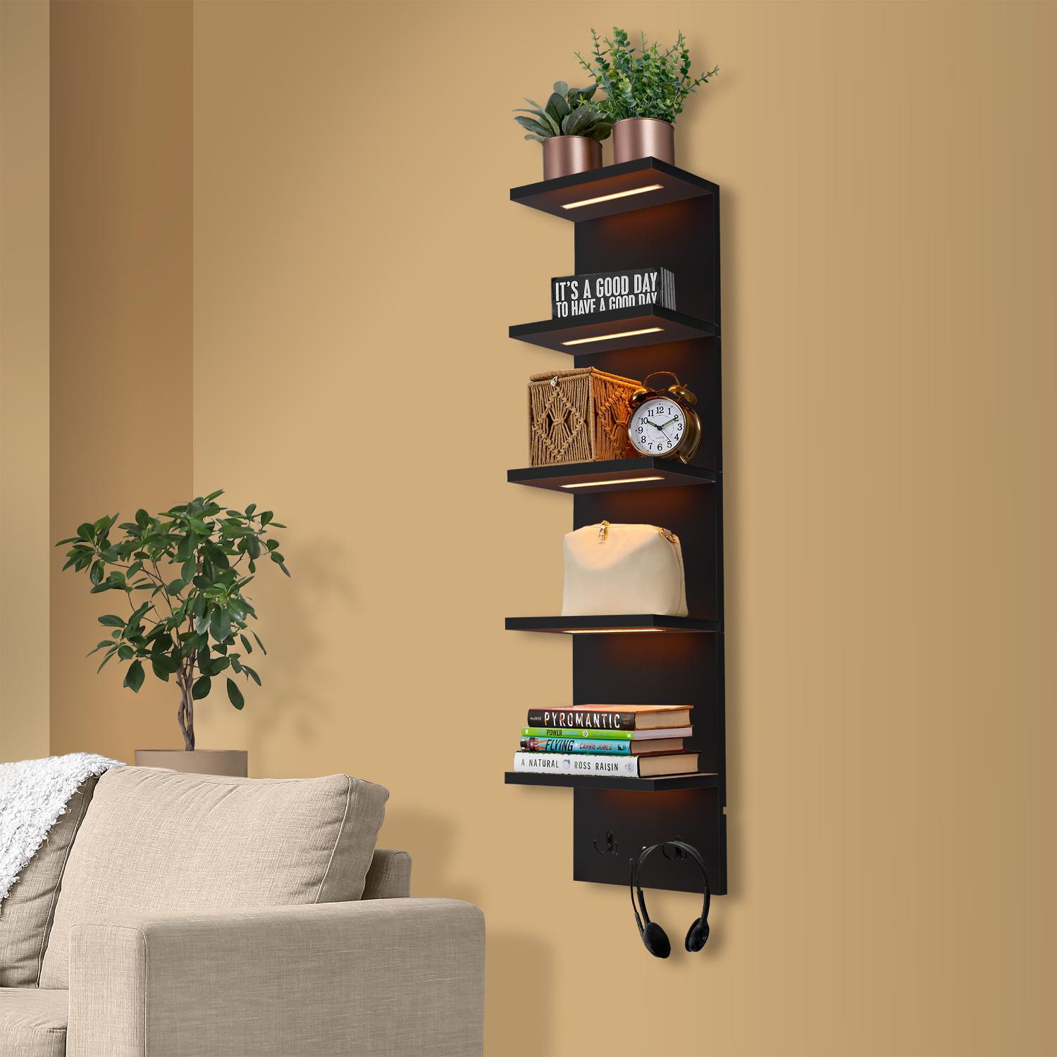 Sorbus Floating Led Lights 5-Shelf  with Baskets