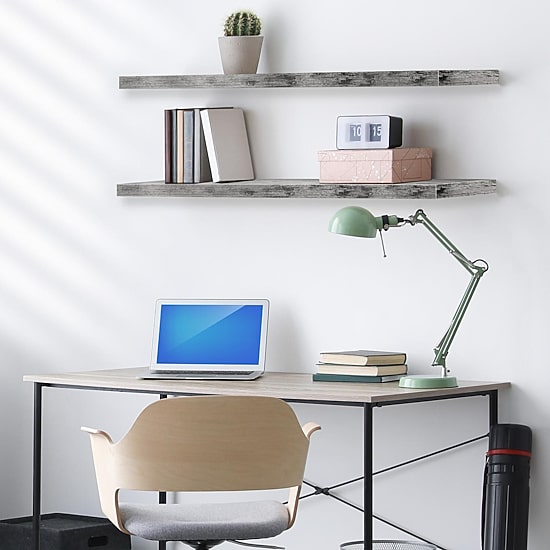 Sorbus 47" Floating 2-Shelf with Baskets