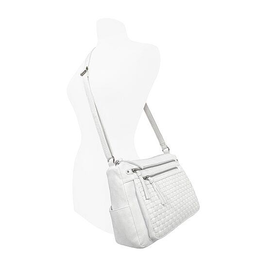 Bueno of California Double Zip Medium Crossbody With Woven Pockets Crossbody Bag