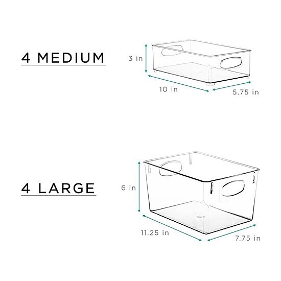 Sorbus Clear Plastic 8-pc. Storage Bin