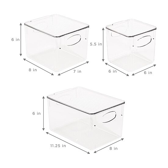 Sorbus Variety Pack Clear Acrylic Bins With Handles And Lids 12-pc. Storage Bin