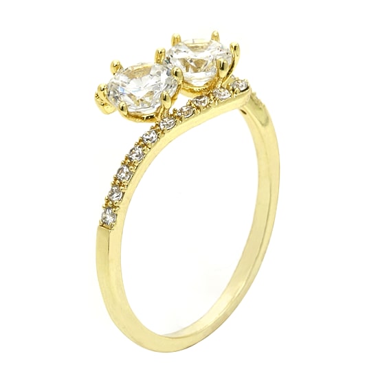 Sparkle Allure Womens White Cubic Zirconia 14K Gold Over Brass Hypoallergenic Bypass  Engagement Ring