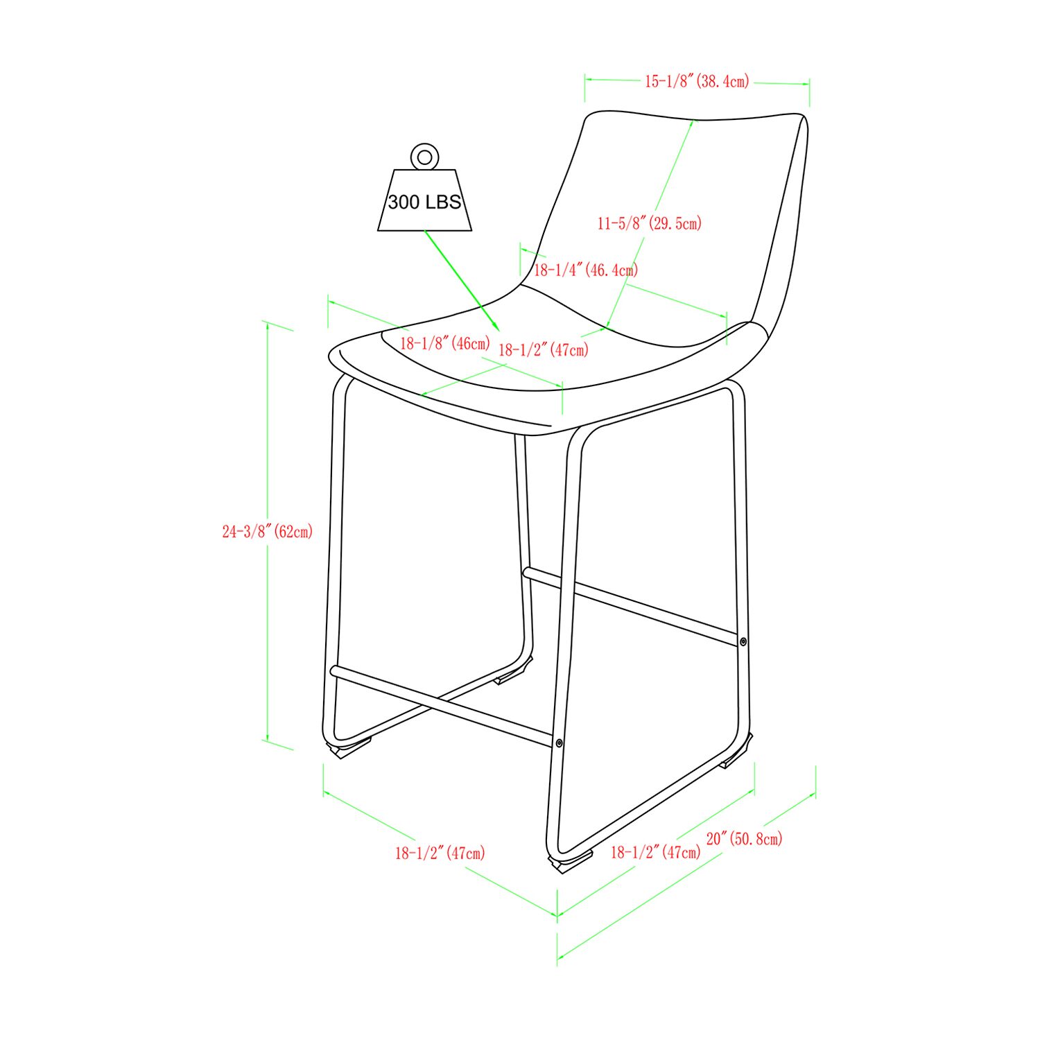 2-pc. Faux Leather Kitchen Counter Stools