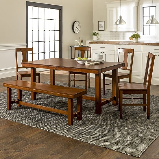 Huntsman 6-Piece Rustic Farmhouse Solid Wood Dining Set