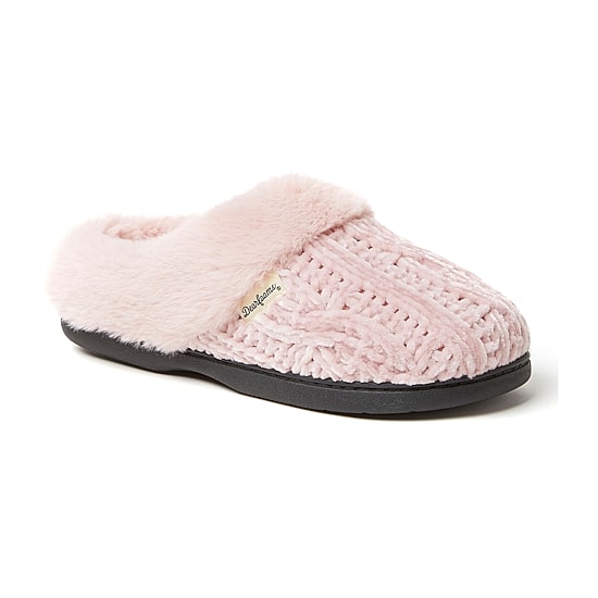 Dearfoams Claire Cable Knit Chenille Womens Memory Foam Clog Slippers