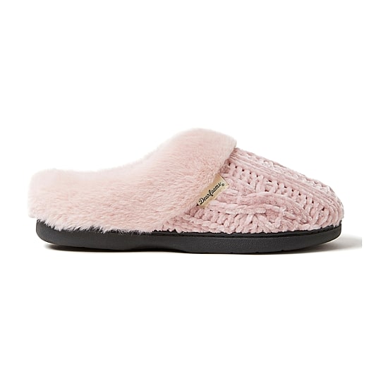 Dearfoams Claire Cable Knit Chenille Womens Memory Foam Clog Slippers