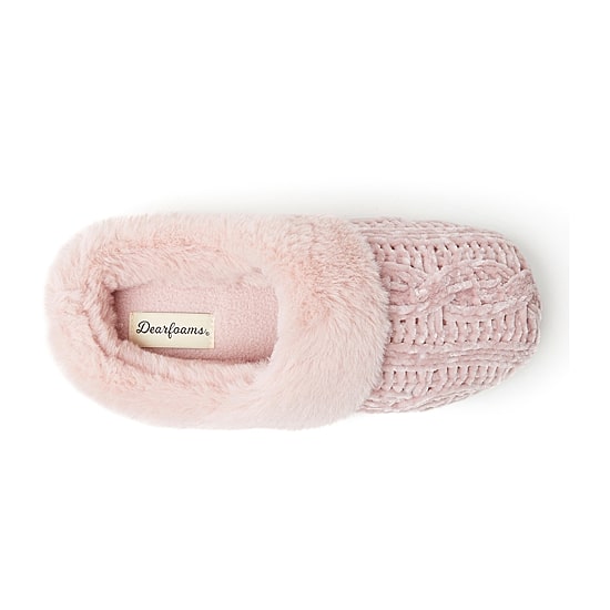 Dearfoams Claire Cable Knit Chenille Womens Memory Foam Clog Slippers