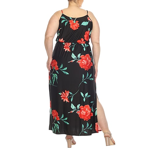 White Mark Womens Plus Sweetheart Neck Sleeveless Maxi Dress