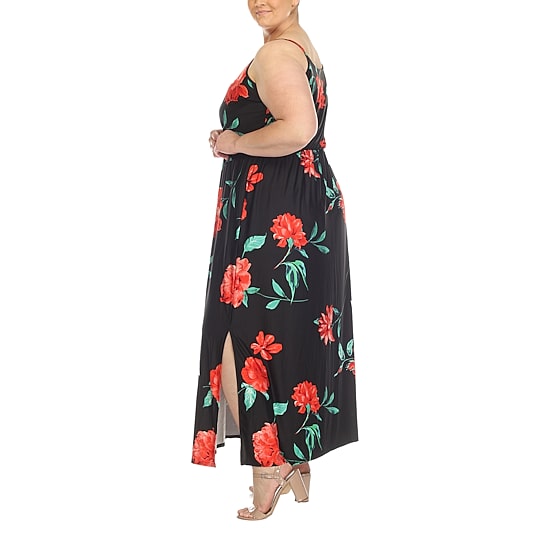 White Mark Womens Plus Sweetheart Neck Sleeveless Maxi Dress
