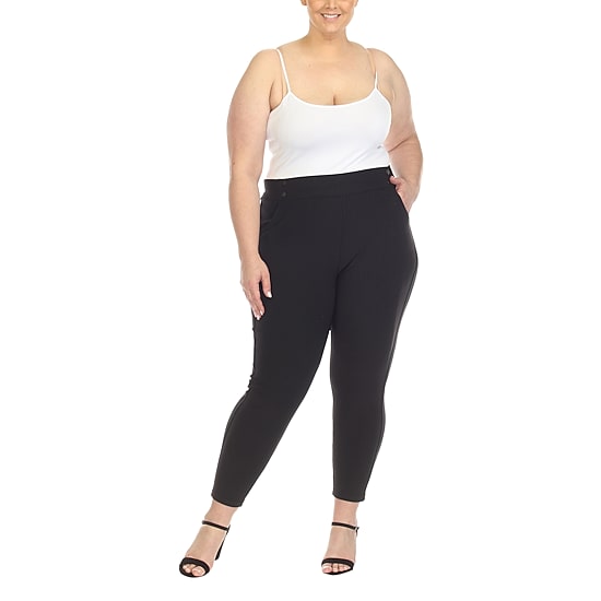 White Mark Womens Plus Ankle Mid Rise Pull-On Pant