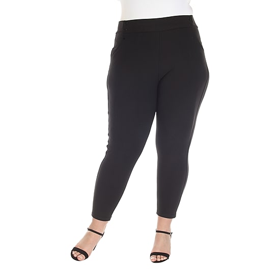 White Mark Womens Plus Ankle Mid Rise Pull-On Pant