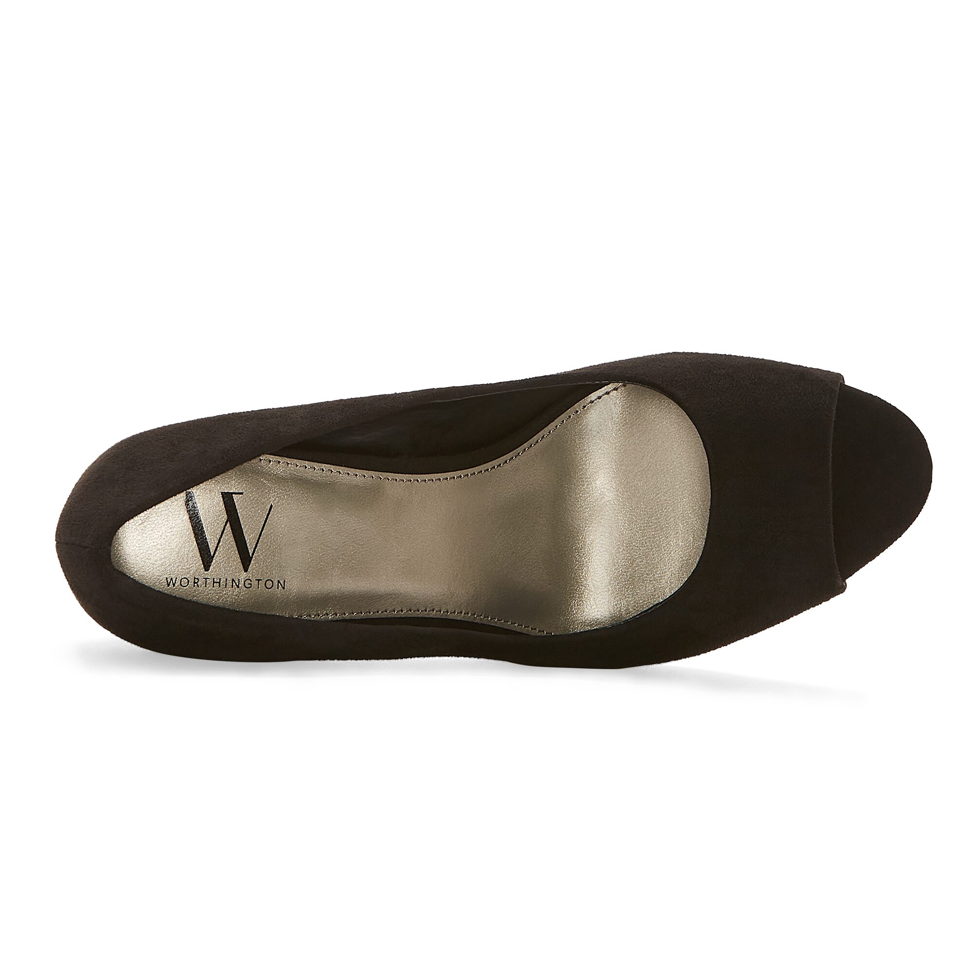 Worthington Lula Womens Round Peep Toe Flared Heel Pumps