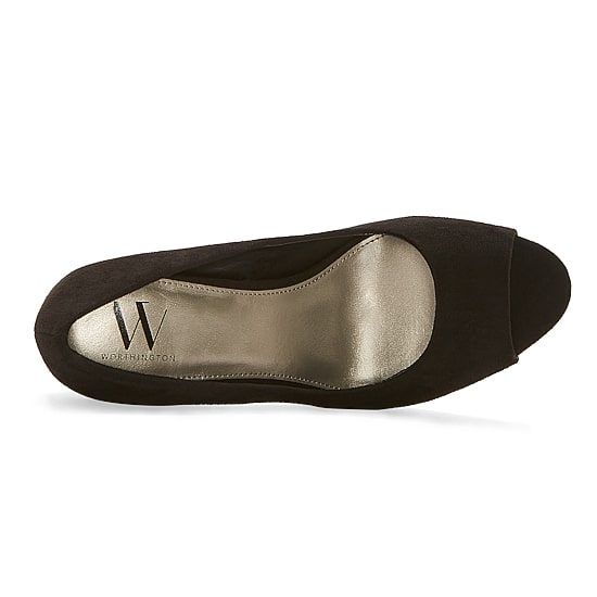 Worthington Lula Womens Round Peep Toe Flared Heel Pumps