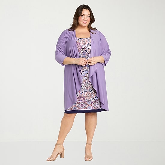 R & M Richards Womens Plus Paisley Jacket Dress