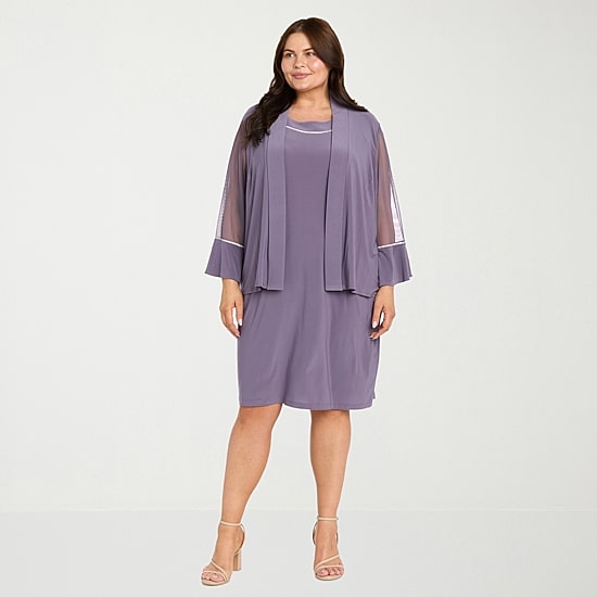 R & M Richards Womens Plus Jacket Dress