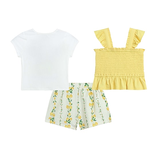 by&by girl Lemons Baby Girls 3-pc. Short Set