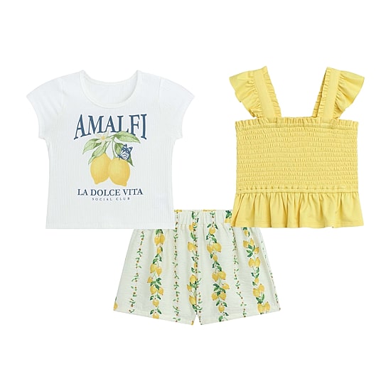 by&by girl Lemons Baby Girls 3-pc. Short Set