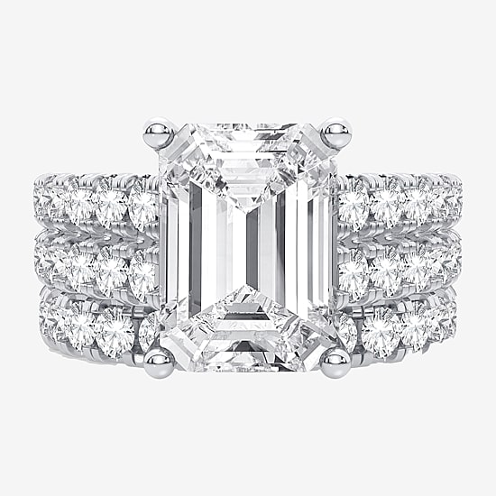 (H-I / SI1-SI2) Signature By Modern Bride Womens 5 CT. T.W. Lab Grown White Diamond in 14K Gold Emerald Bridal Set
