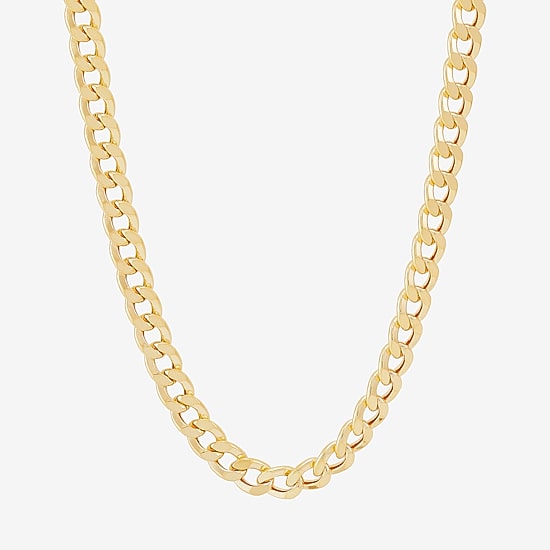 Womens 10K Gold 30 Inch Curb Chain Necklace
