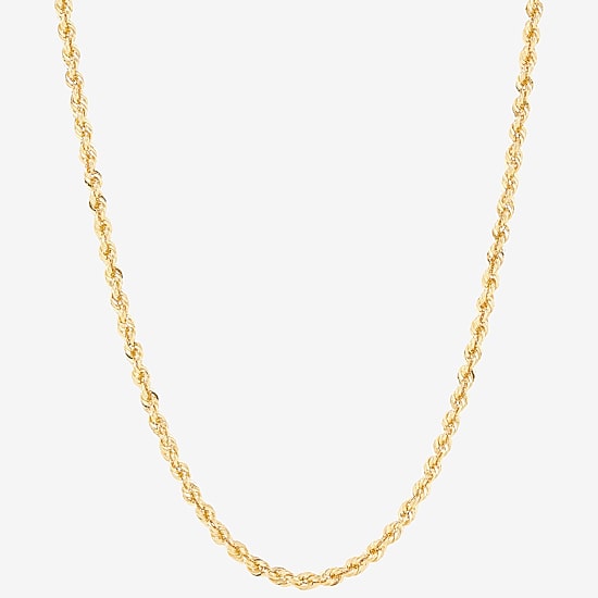 Womens 10K Gold 16 Inch Rope Chain Necklace