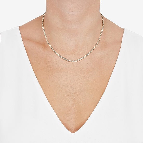 Womens 10K Gold 16 Inch Rope Chain Necklace