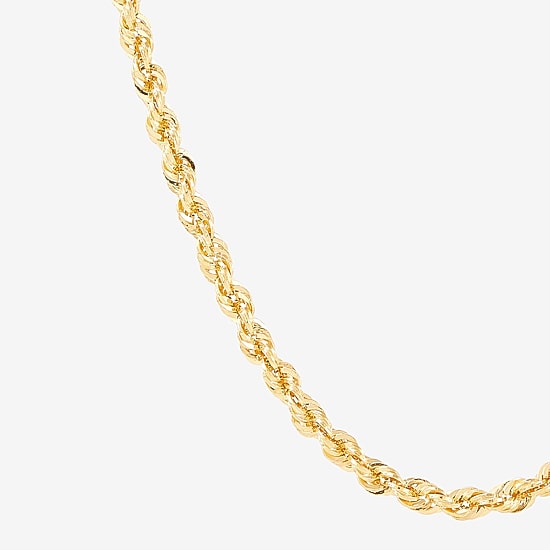 Womens 10K Gold 16 Inch Rope Chain Necklace