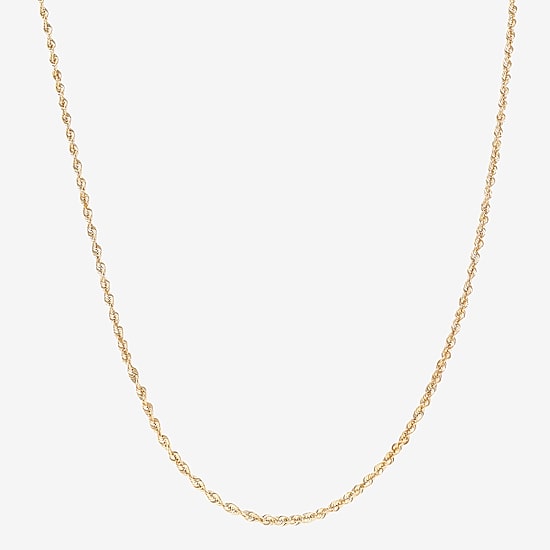 Womens 10K Gold 18 Inch Rope Chain Necklace