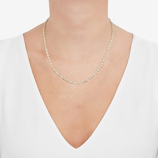 Womens 10K Gold 18 Inch Rope Chain Necklace