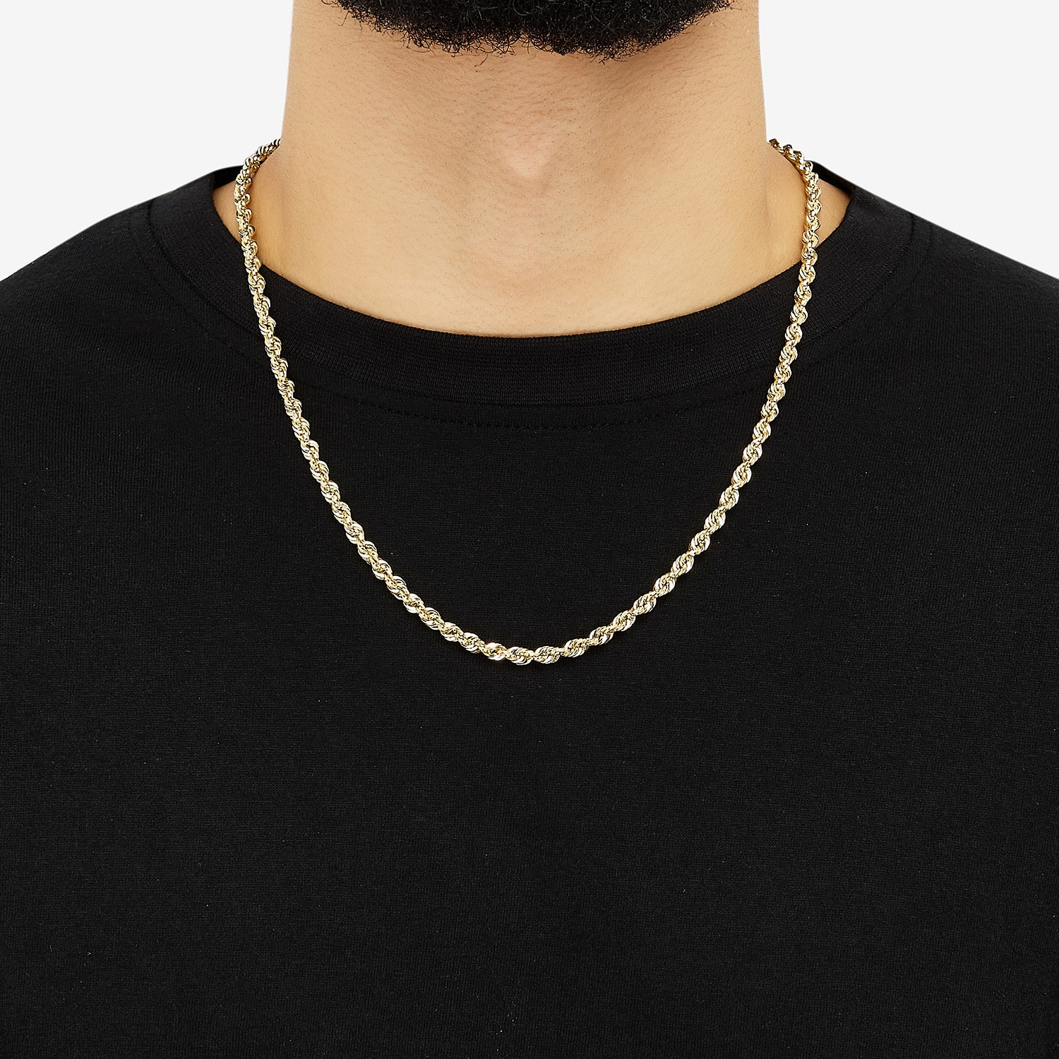 Womens 14K Gold 22 Inch Rope Chain Necklace