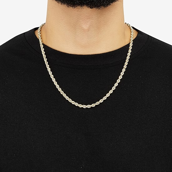Womens 14K Gold 22 Inch Rope Chain Necklace