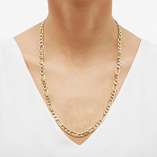 Womens 10K Gold 24 Inch Figaro Chain Necklace