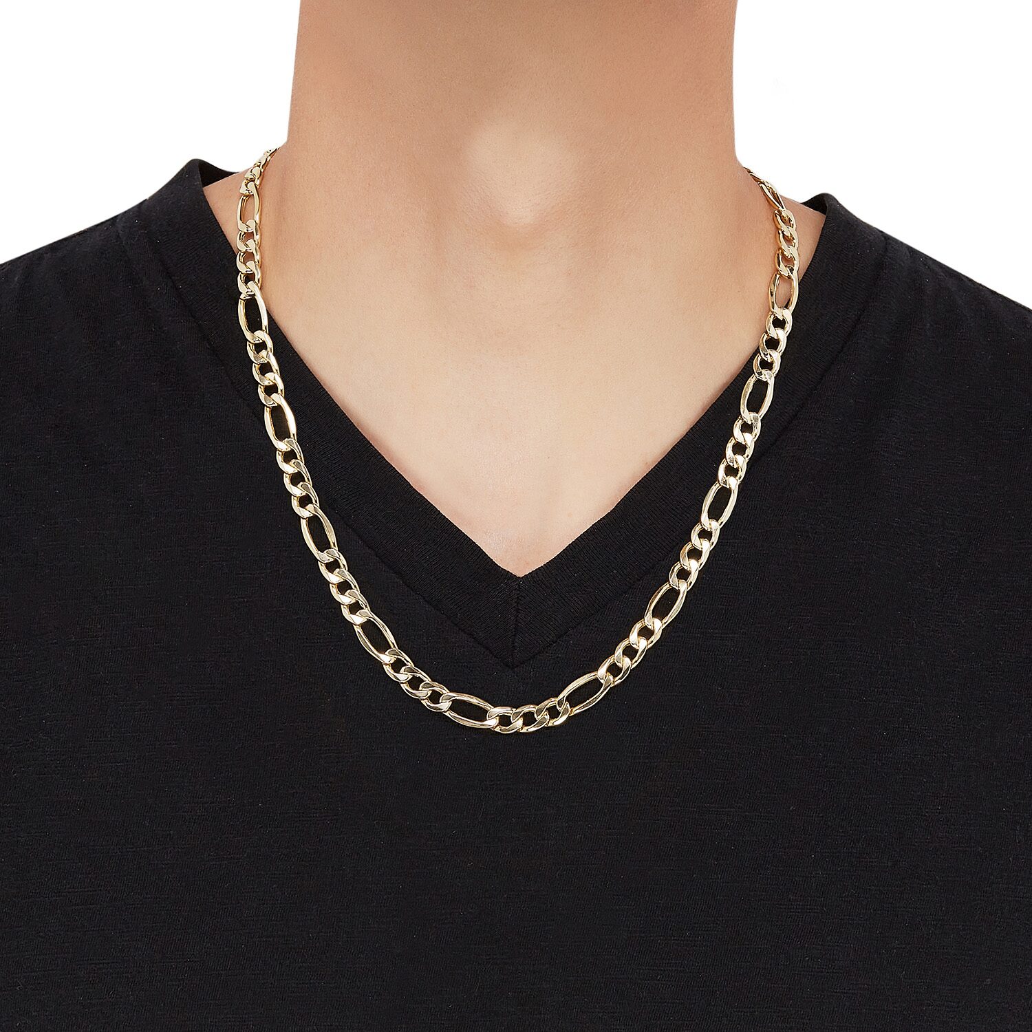 Womens 10K Gold 22 Inch Figaro Chain Necklace
