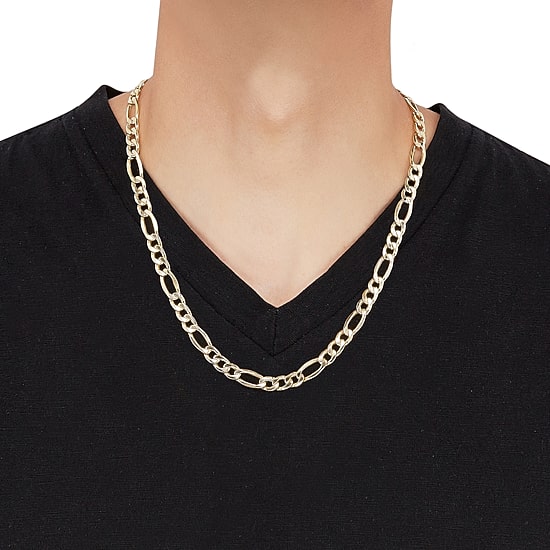 Womens 10K Gold 22 Inch Figaro Chain Necklace