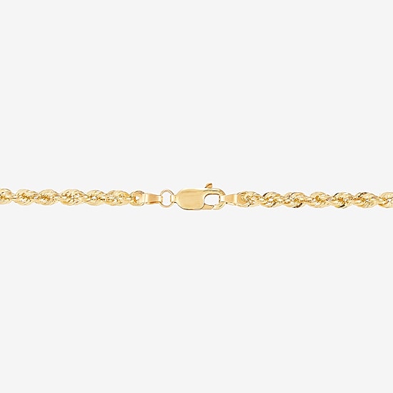 Womens 10K Gold 24 Inch Rope Chain Necklace